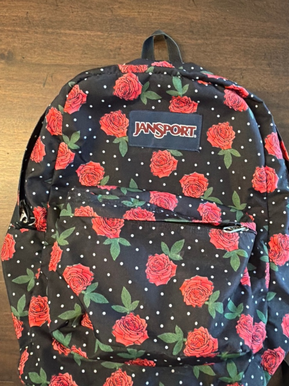 Jansport Betsy Floral Backpack Black Red School Bag 12x17x5.5